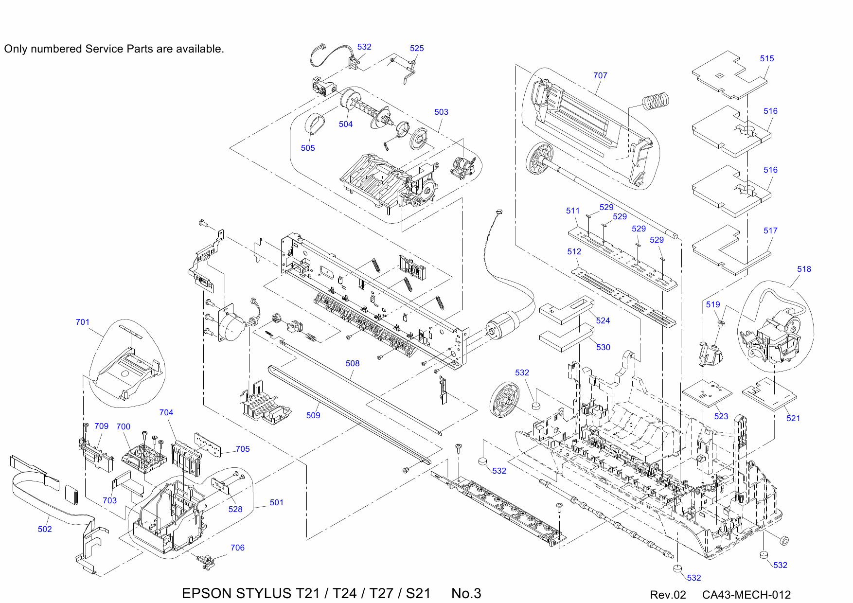 EPSON Stylus T21 T24 T27 S21 Parts Manual-3